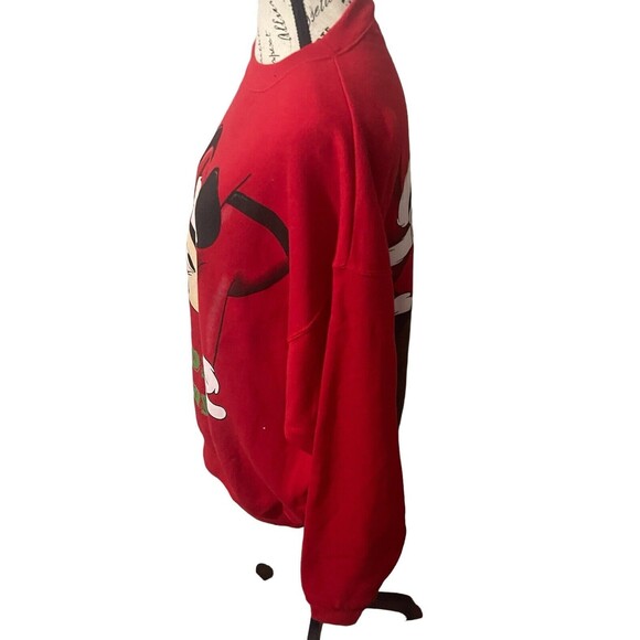 VTG Disney Designs Mickey Mouse Happy Holidays Red Sweatshirt Sz Large RARE - Picture 5 of 16
